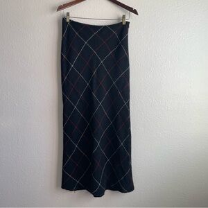 Finity Wool Blend Black and Red Plaid Maxi Skirt